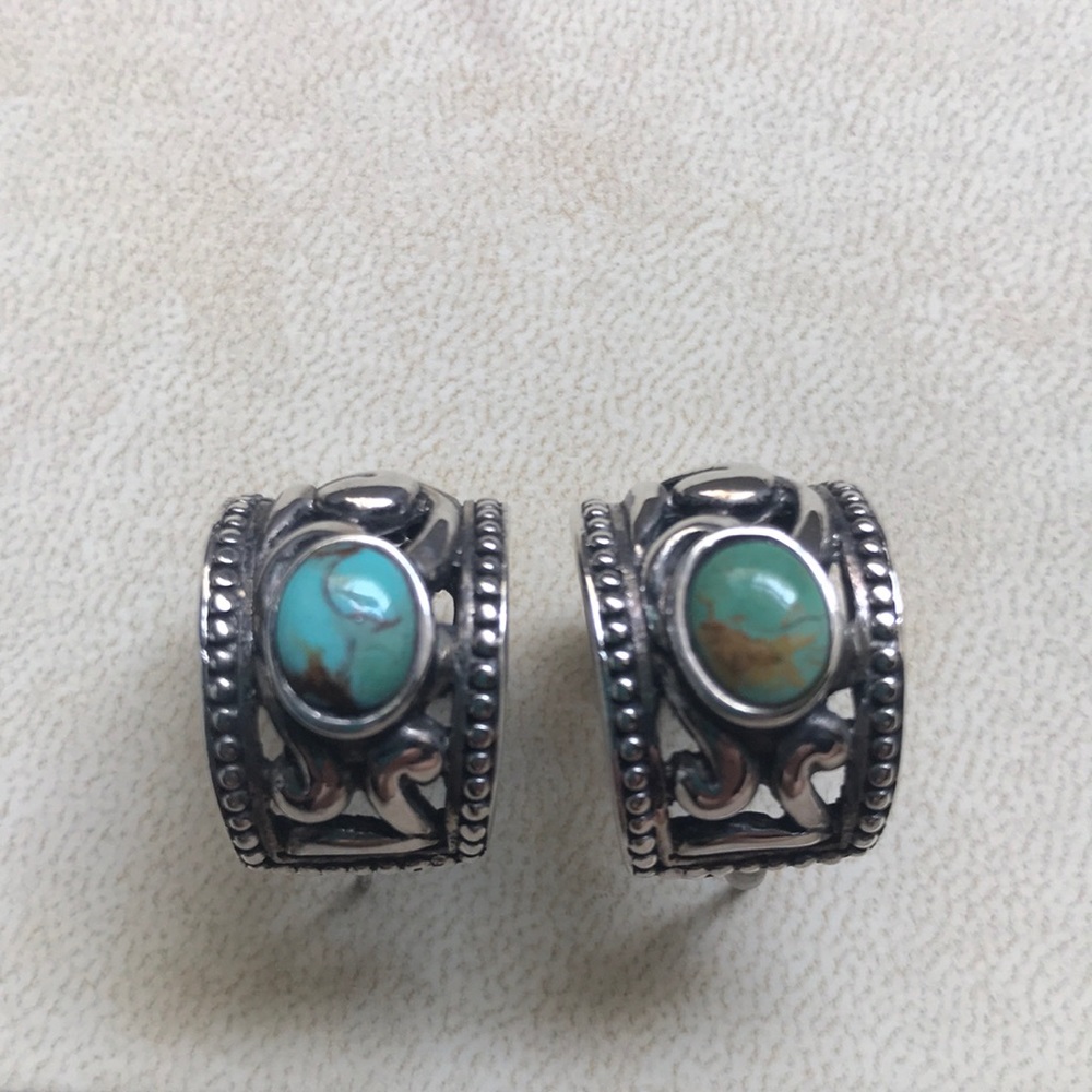 Boho Vintage Turquoise Hoops